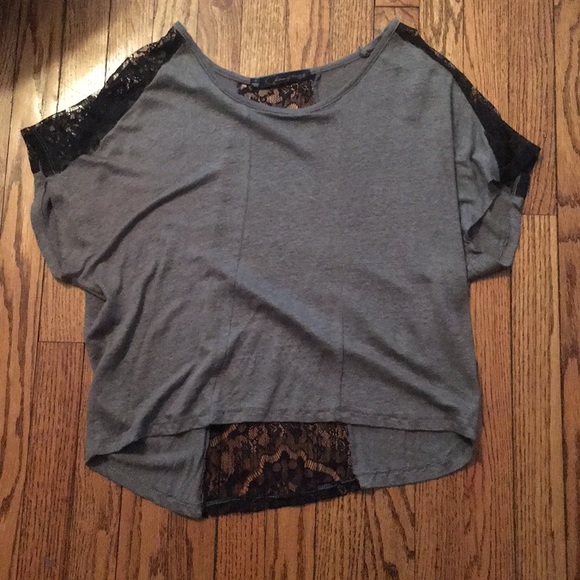 Grey and black short sleeve with lace - Picture 1 of 3